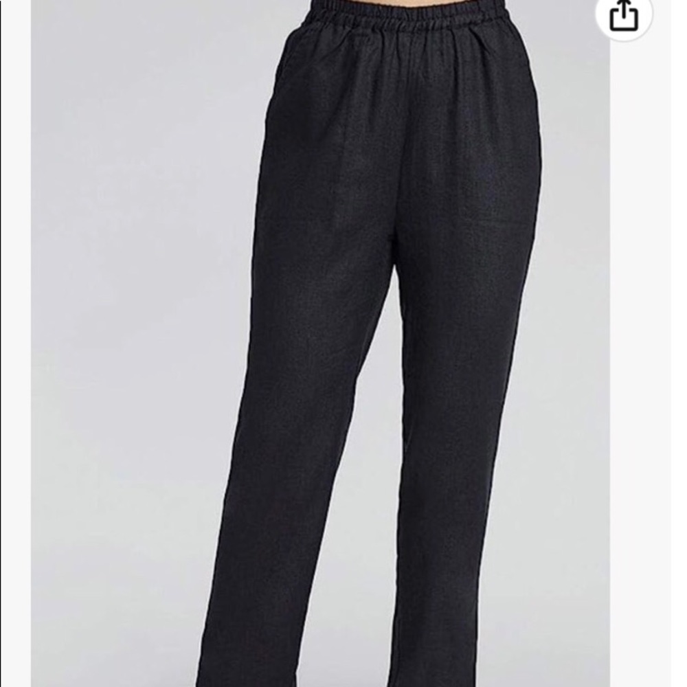 Sympli linen v-neck top and elastic waistband slacks size L
